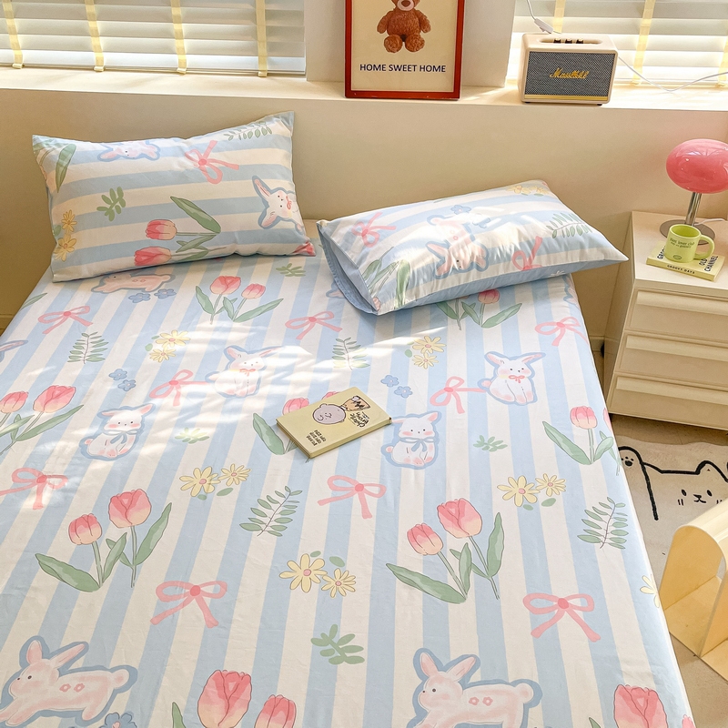 91家纺网 家纺一手货源 找家纺 蓝邻 2024新款全棉单品系列单床单 大白兔