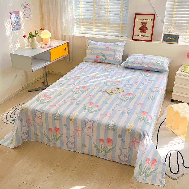 91家纺网 家纺一手货源 找家纺 蓝邻 2024新款全棉单品系列单床单 大白兔