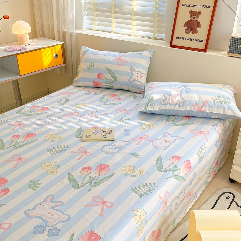 91家纺网 家纺一手货源 找家纺 蓝邻 2024新款全棉单品系列单床单 大白兔