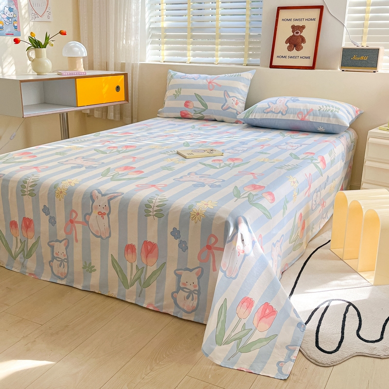 91家纺网 家纺一手货源 找家纺 蓝邻 2024新款全棉单品系列单床单 大白兔