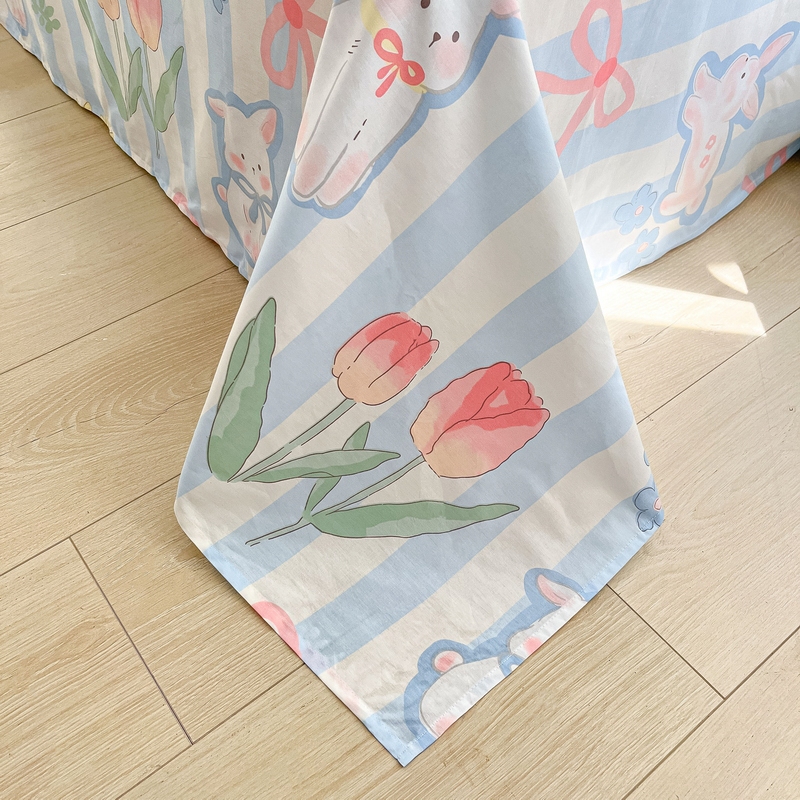 91家纺网 家纺一手货源 找家纺 蓝邻 2024新款全棉单品系列单床单 大白兔