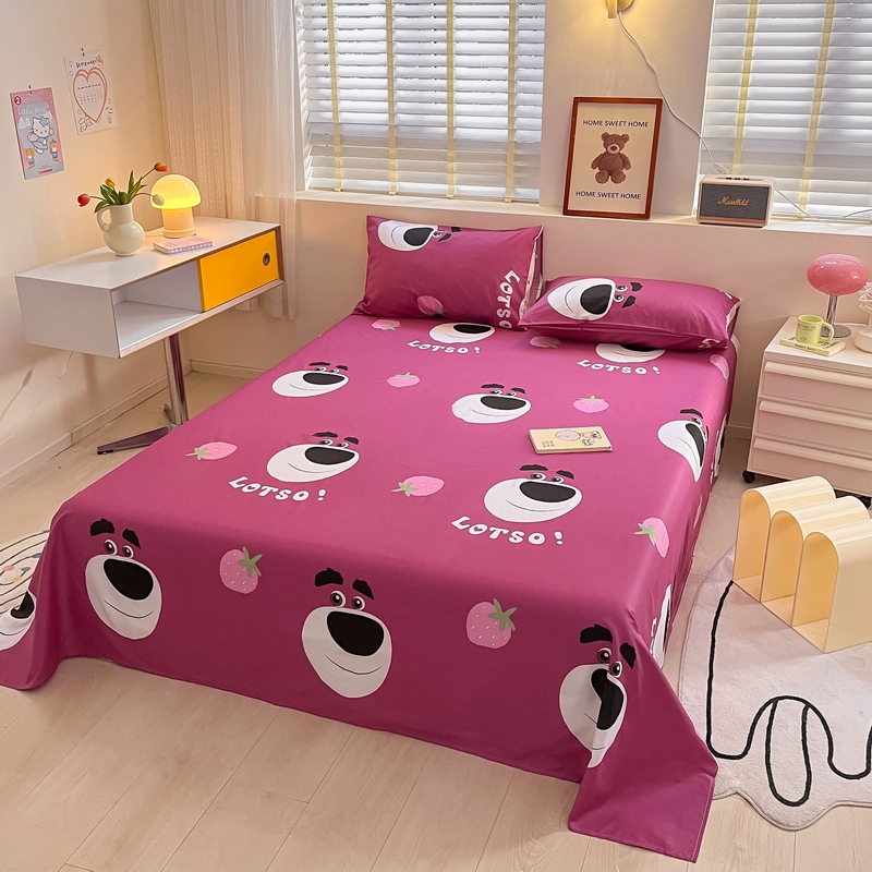 91家纺网 家纺一手货源 找家纺 蓝邻 2024新款全棉单品系列单床单 调皮熊