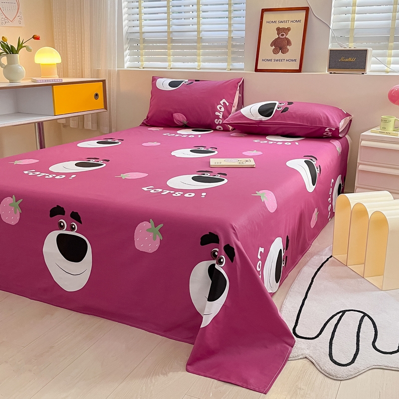 91家纺网 家纺一手货源 找家纺 蓝邻 2024新款全棉单品系列单床单 调皮熊