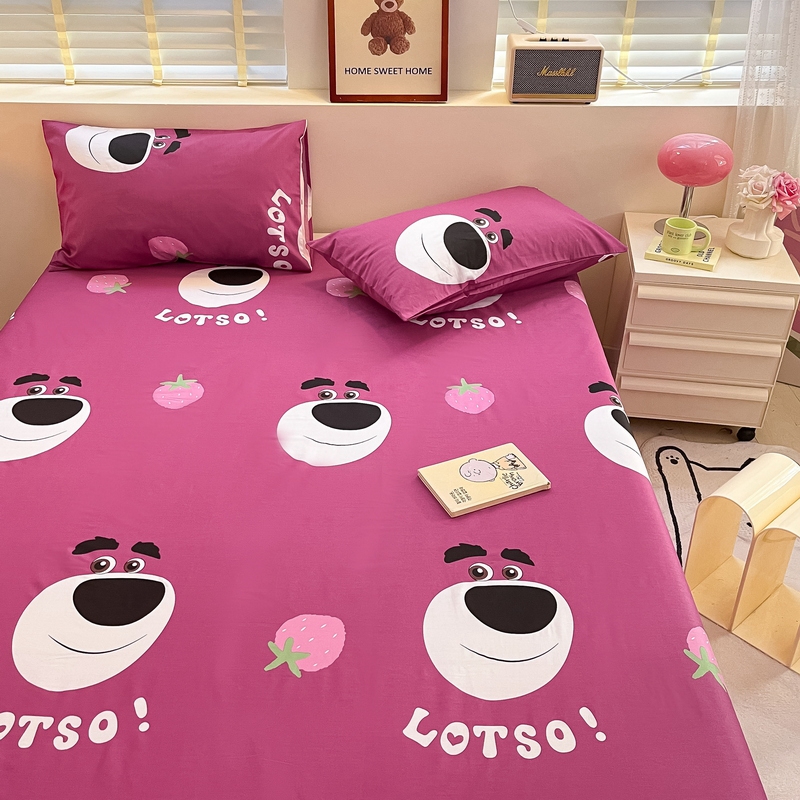 91家纺网 家纺一手货源 找家纺 蓝邻 2024新款全棉单品系列单床单 调皮熊