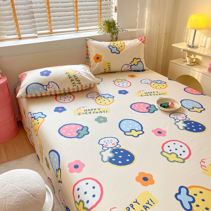 91家纺网 家纺一手货源 找家纺 蓝邻 2024新款全棉单品系列单床单 果缤纷