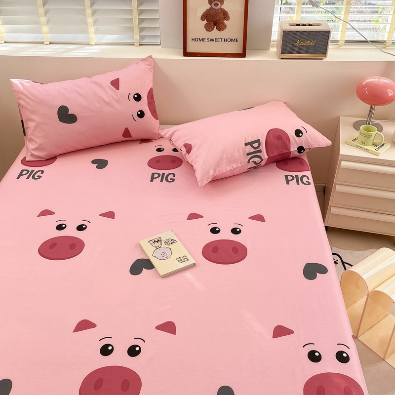 91家纺网 家纺一手货源 找家纺 蓝邻 2024新款全棉单品系列单床单 可爱猪猪