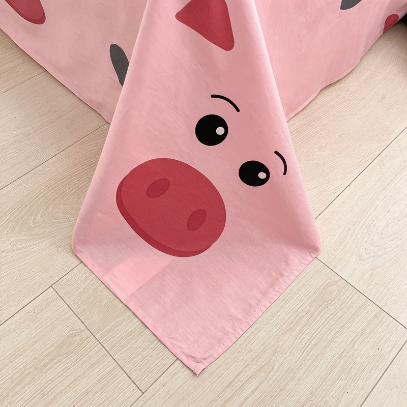 91家纺网 家纺一手货源 找家纺 蓝邻 2024新款全棉单品系列单床单 可爱猪猪