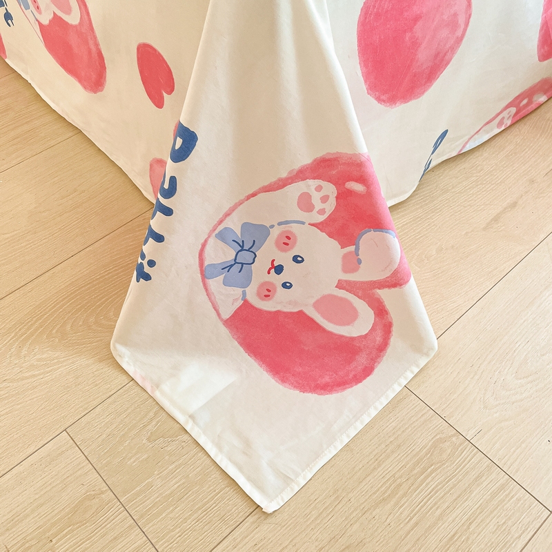 91家纺网 家纺一手货源 找家纺 蓝邻 2024新款全棉单品系列单床单 快乐兔