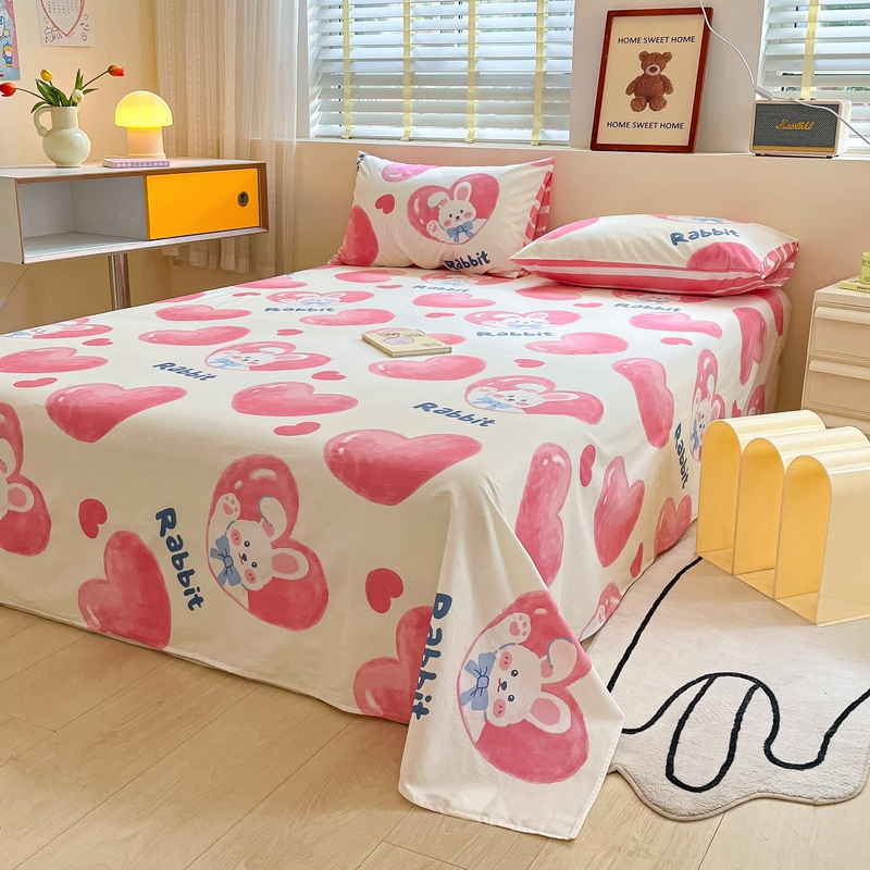 91家纺网 家纺一手货源 找家纺 蓝邻 2024新款全棉单品系列单床单 快乐兔