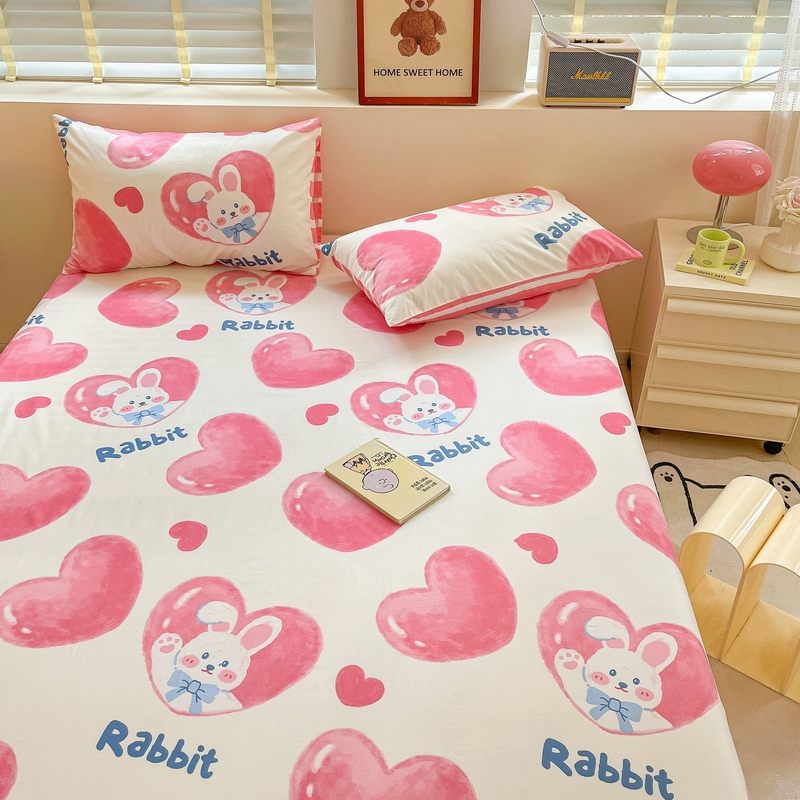 91家纺网 家纺一手货源 找家纺 蓝邻 2024新款全棉单品系列单床单 快乐兔