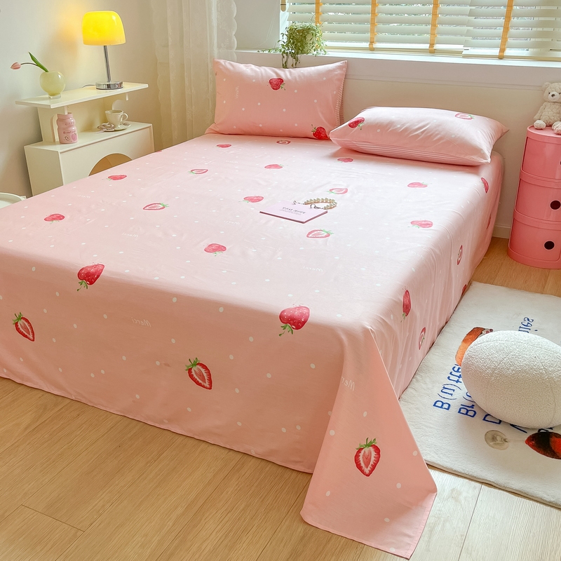 91家纺网 家纺一手货源 找家纺 蓝邻 2024新款全棉单品系列单床单 莓妮