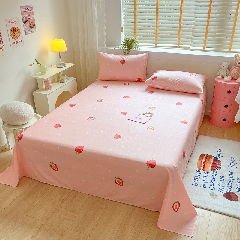 91家纺网 家纺一手货源 找家纺 蓝邻 2024新款全棉单品系列单床单 莓妮