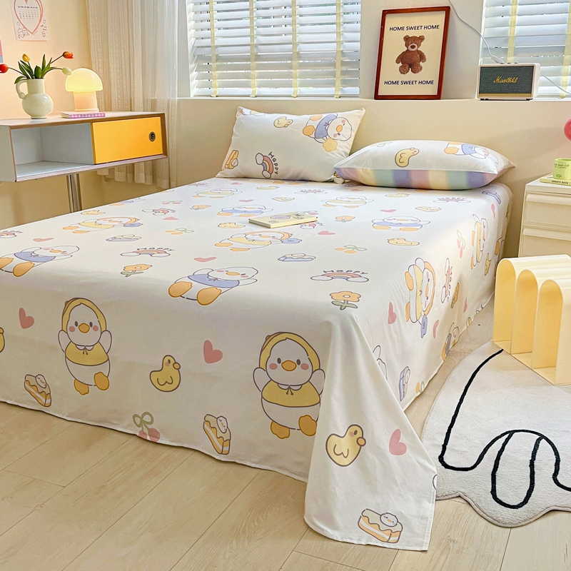 91家纺网 家纺一手货源 找家纺 蓝邻 2024新款全棉单品系列单床单 鸭鸭乐园