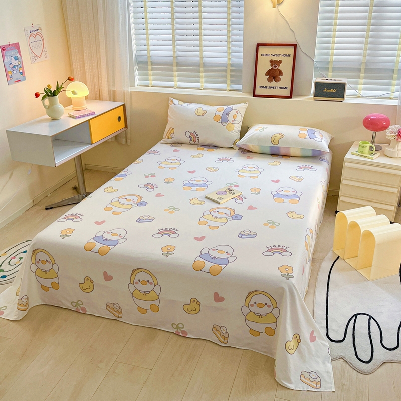 91家纺网 家纺一手货源 找家纺 蓝邻 2024新款全棉单品系列单床单 鸭鸭乐园