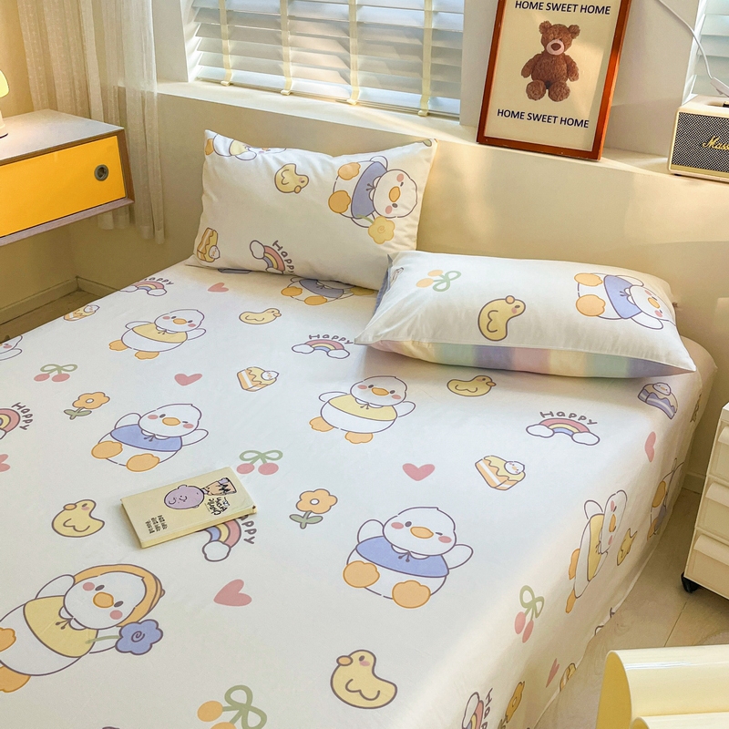 91家纺网 家纺一手货源 找家纺 蓝邻 2024新款全棉单品系列单床单 鸭鸭乐园