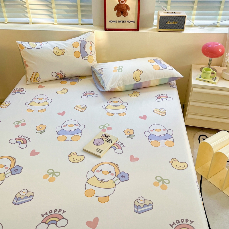 91家纺网 家纺一手货源 找家纺 蓝邻 2024新款全棉单品系列单床单 鸭鸭乐园