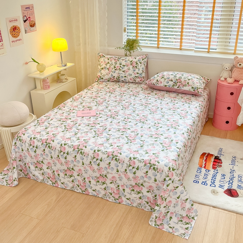 91家纺网 家纺一手货源 找家纺 蓝邻 2024新款全棉单品系列单床单 优雅恋人