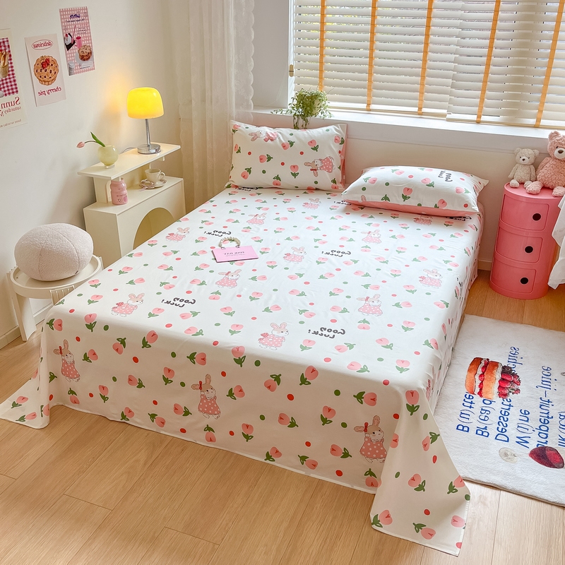 91家纺网 家纺一手货源 找家纺 蓝邻 2024新款全棉单品系列单床单 雨沫