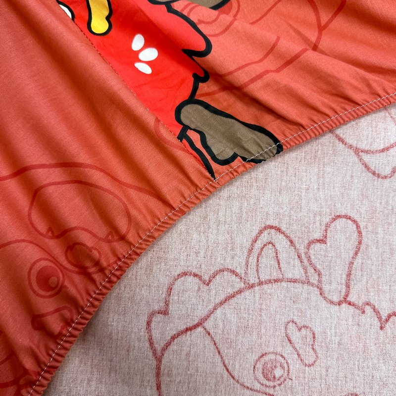 91家纺网 家纺一手货源 找家纺 蓝邻 2024新款全棉单品系列单床笠 龙瑞-红