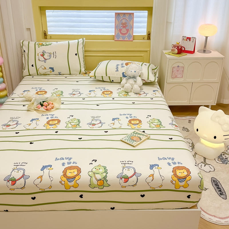 91家纺网 家纺一手货源 找家纺 蓝邻 2024新款全棉单品系列单床笠 萌宠乐园