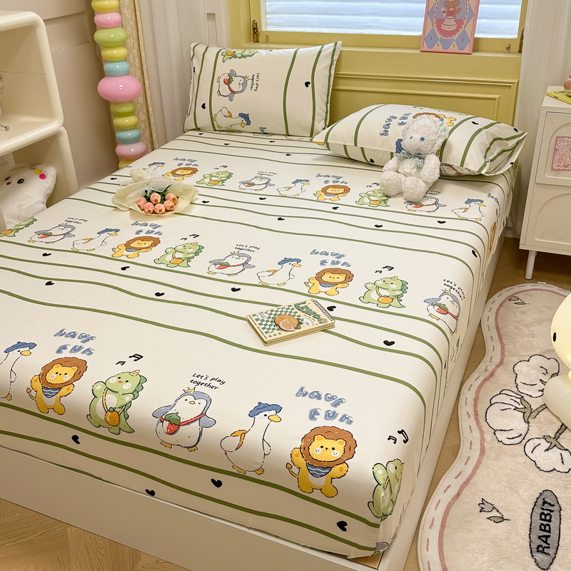 91家纺网 家纺一手货源 找家纺 蓝邻 2024新款全棉单品系列单床笠 萌宠乐园