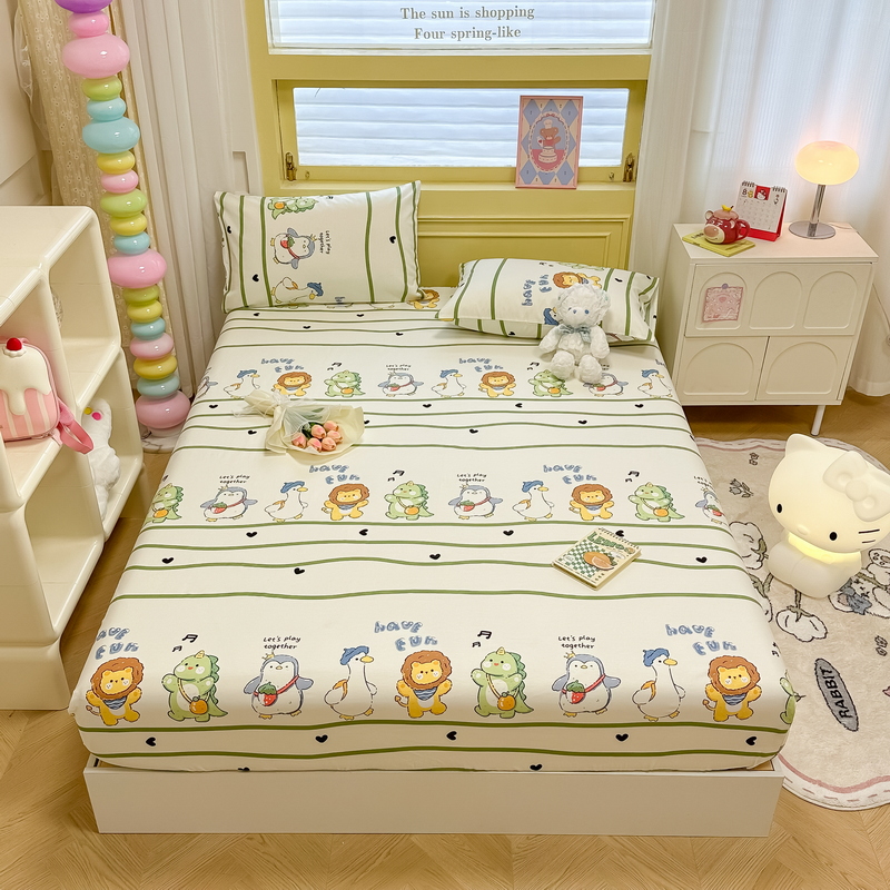 蓝邻 2024新款全棉单品系列单床笠 萌宠乐园