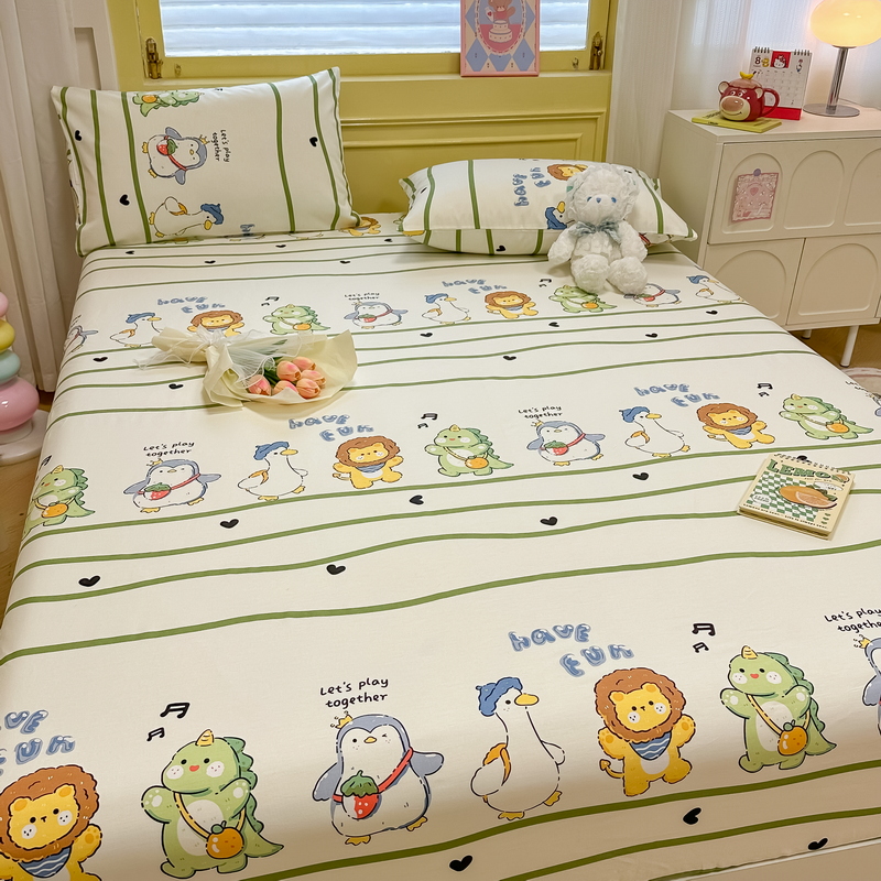 91家纺网 家纺一手货源 找家纺 蓝邻 2024新款全棉单品系列单床笠 萌宠乐园