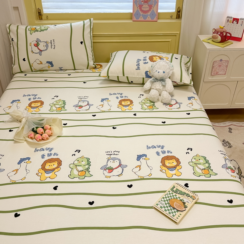 91家纺网 家纺一手货源 找家纺 蓝邻 2024新款全棉单品系列单床笠 萌宠乐园