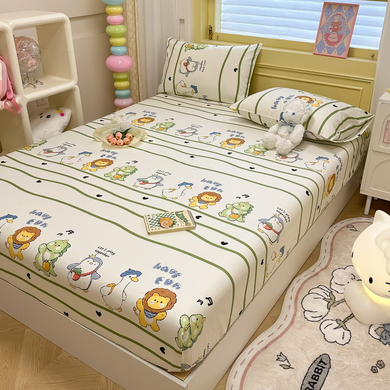 91家纺网 家纺一手货源 找家纺 蓝邻 2024新款全棉单品系列单床笠 萌宠乐园