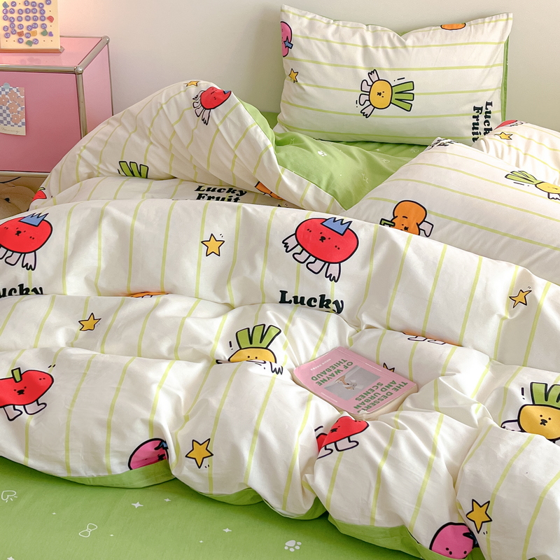 91家纺网 家纺一手货源 找家纺 蓝邻 2024新款全棉单品系列单被套 果蔬