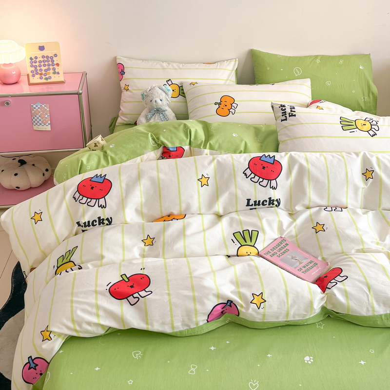 91家纺网 家纺一手货源 找家纺 蓝邻 2024新款全棉单品系列单被套 果蔬