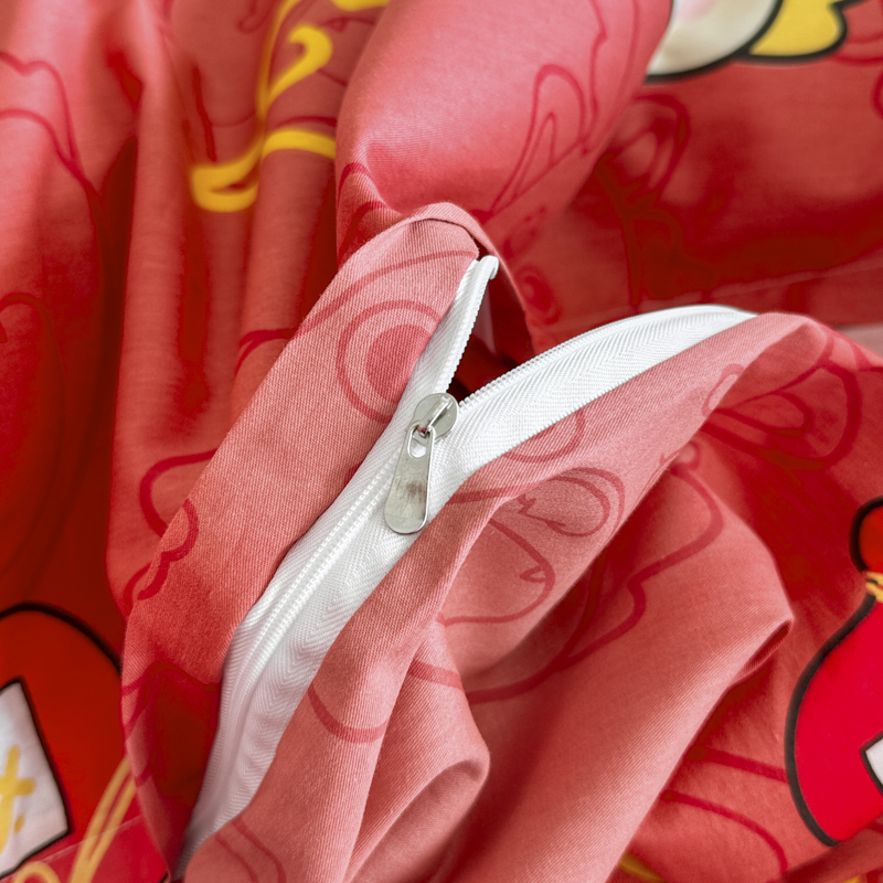 91家纺网 家纺一手货源 找家纺 蓝邻 2024新款全棉单品系列单被套 龙瑞—红