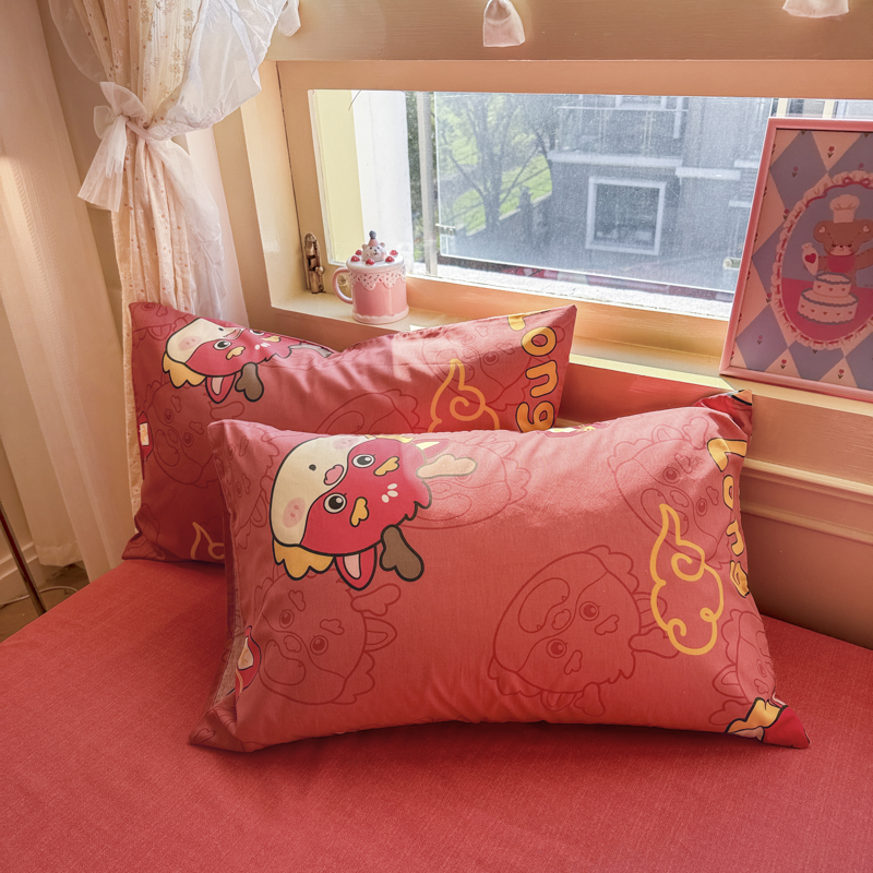 91家纺网 家纺一手货源 找家纺 蓝邻 2024新款全棉单品系列单被套 龙瑞—红