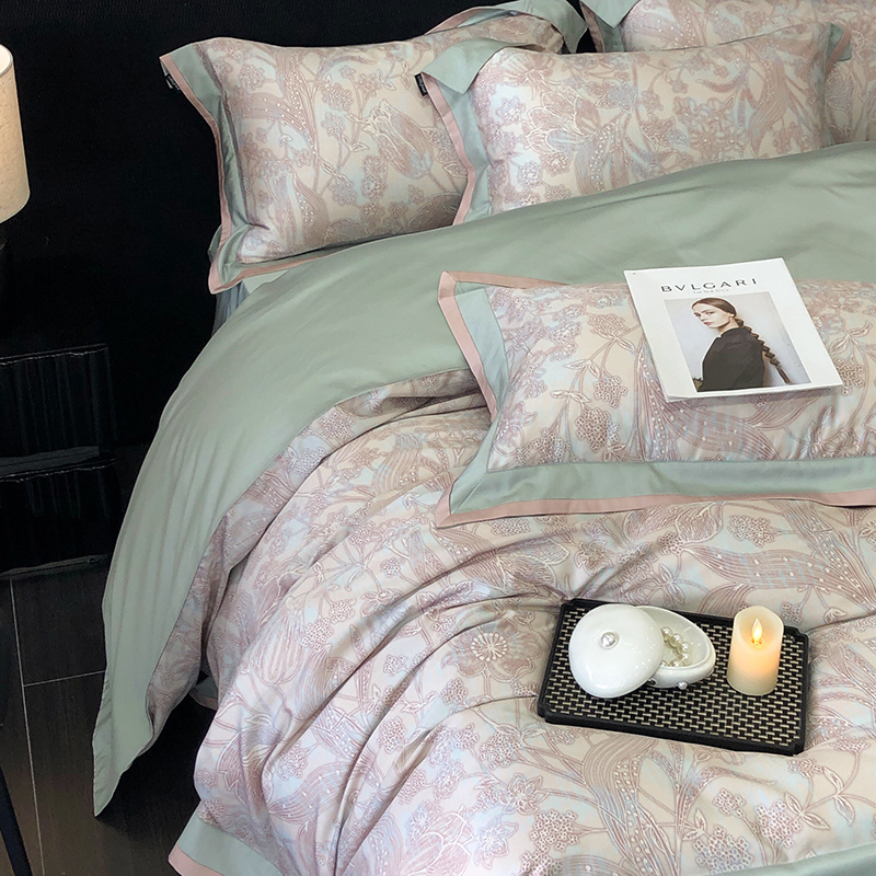 91家纺网 家纺一手货源 找家纺 黑白森林2024款 50X50S高支天丝棉数码印花四件套天丝全棉