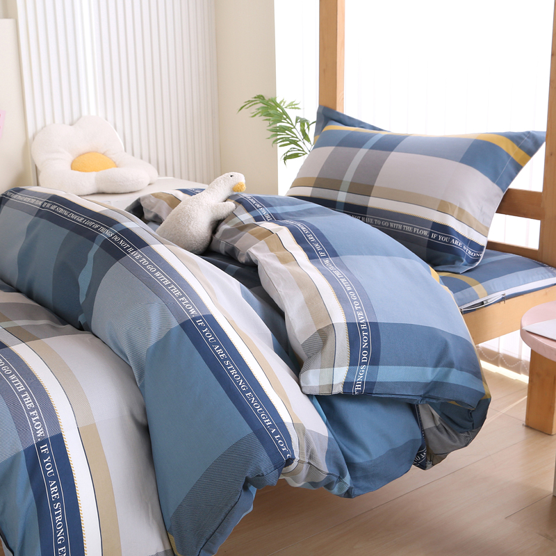 91家纺网 家纺一手货源 找家纺 （总）凯森2024新款斜纹加厚全棉三件套寝室学生床笠上下铺床三件套