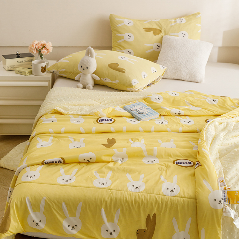 91家纺网 家纺一手货源 找家纺 （总）绒梦里 2024新款有氨小凉皮凉感冰豆豆夏被小清新儿童夏凉被空调被