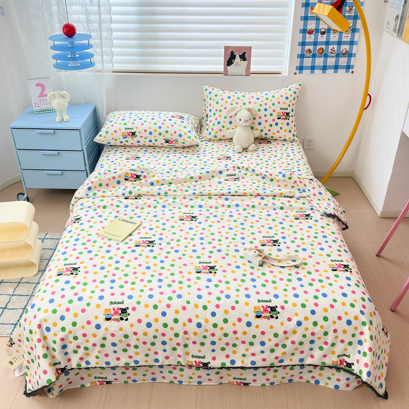 星期八 2024新款全棉夏被四件套配被套 波点好朋友