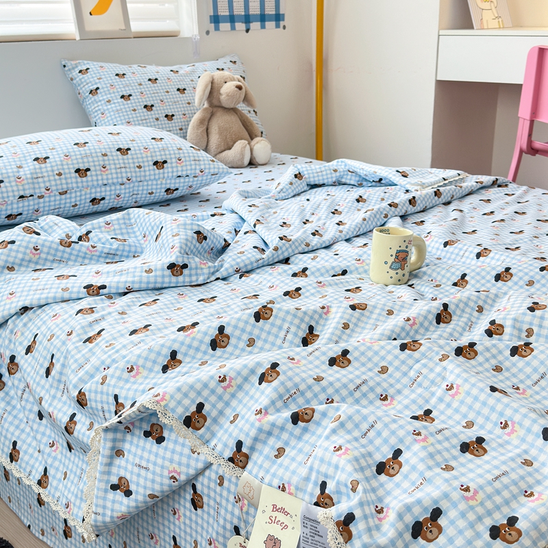 91家纺网 家纺一手货源 找家纺 星期八 2024新款全棉夏被四件套配被套 蛋糕汪