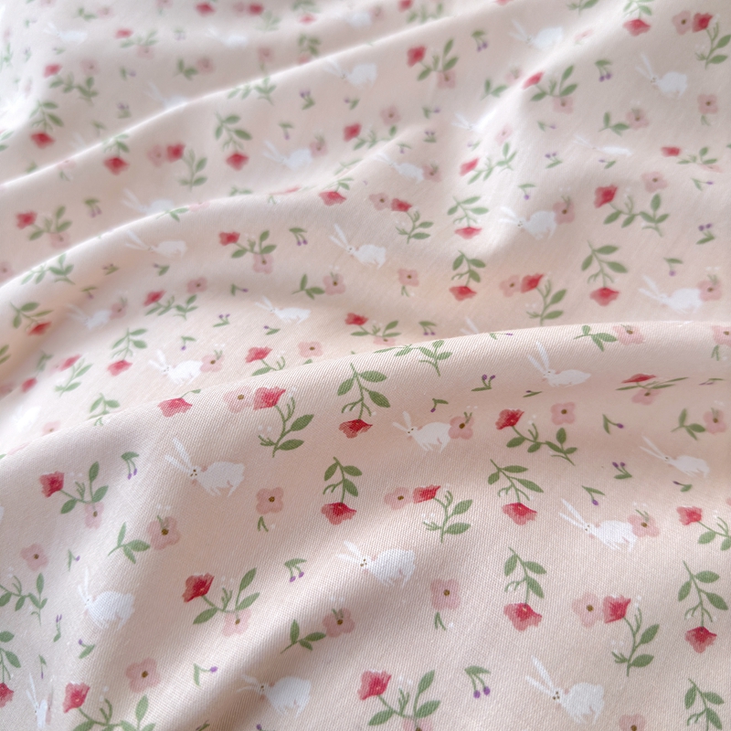 91家纺网 家纺一手货源 找家纺 星期八 2024新款全棉夏被四件套配被套 粉粉兔