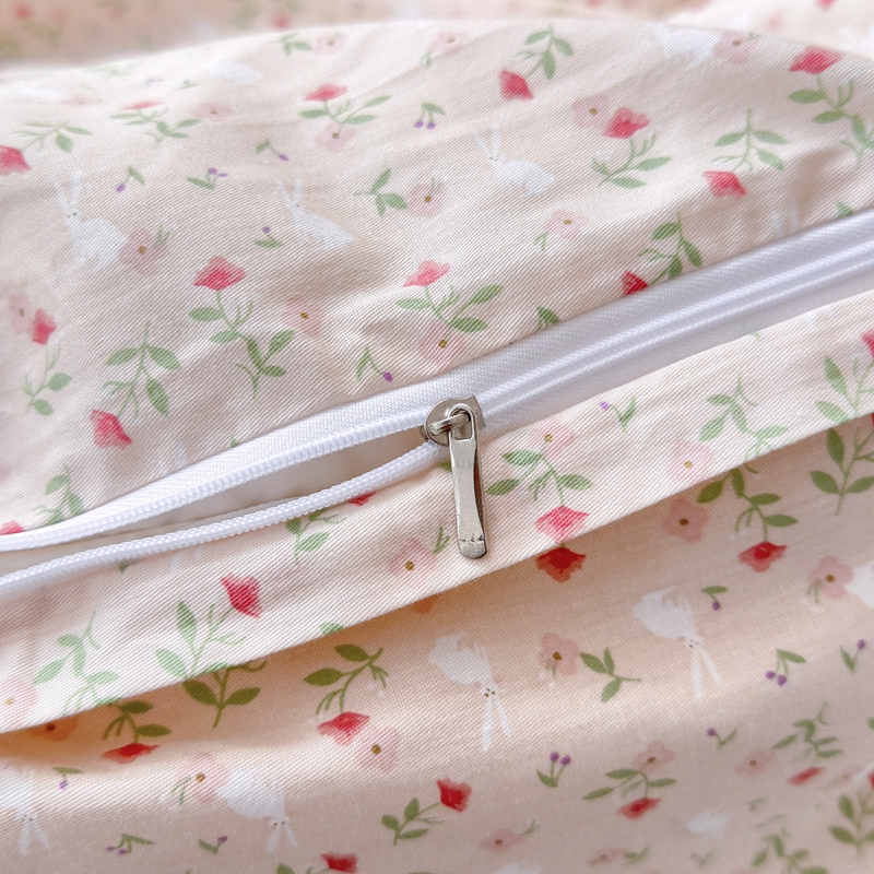 91家纺网 家纺一手货源 找家纺 星期八 2024新款全棉夏被四件套配被套 粉粉兔