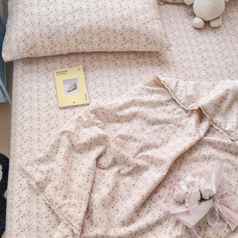 91家纺网 家纺一手货源 找家纺 星期八 2024新款全棉夏被四件套配被套 粉粉兔