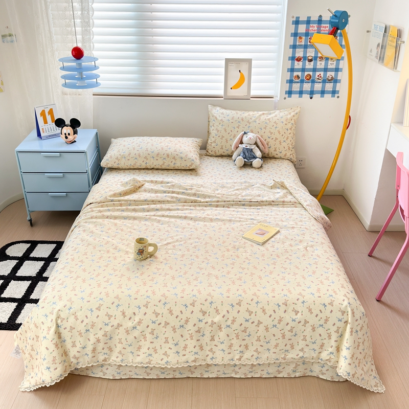 91家纺网 家纺一手货源 找家纺 星期八 2024新款全棉夏被四件套配被套 花园小兔