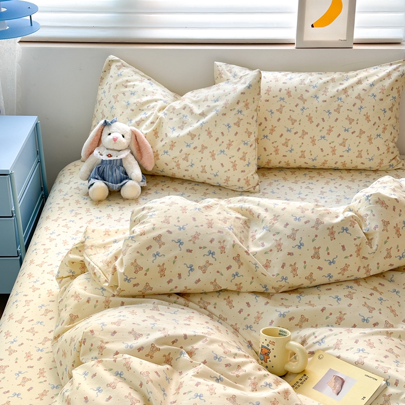 91家纺网 家纺一手货源 找家纺 星期八 2024新款全棉夏被四件套配被套 花园小兔