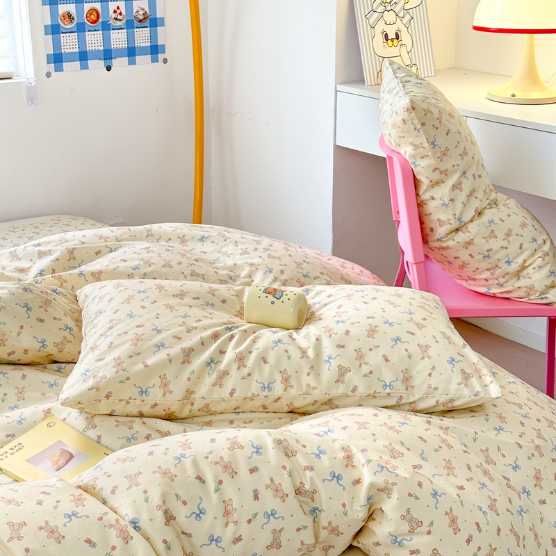 91家纺网 家纺一手货源 找家纺 星期八 2024新款全棉夏被四件套配被套 花园小兔