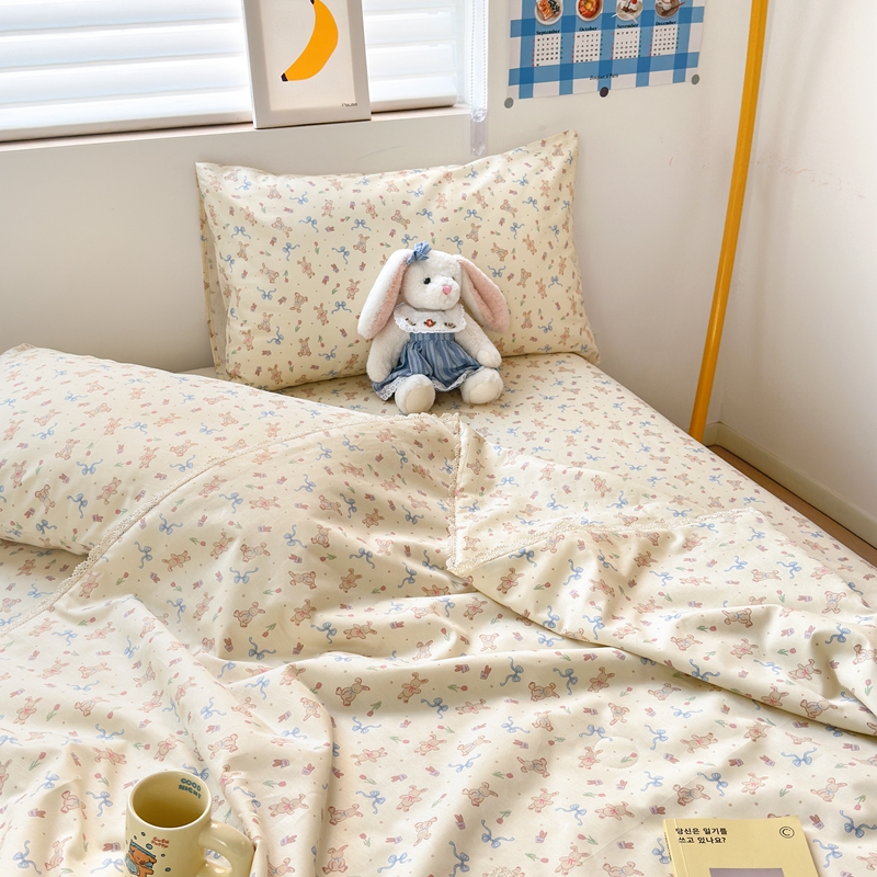91家纺网 家纺一手货源 找家纺 星期八 2024新款全棉夏被四件套配被套 花园小兔