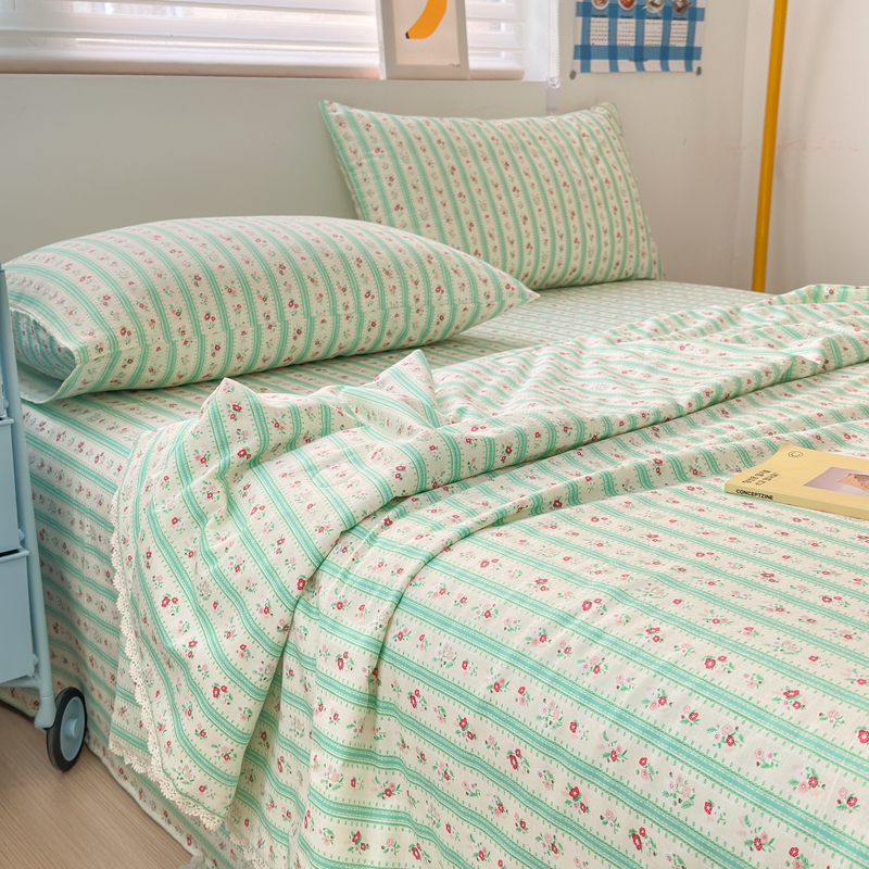 91家纺网 家纺一手货源 找家纺 星期八 2024新款全棉夏被四件套配被套 绿茵