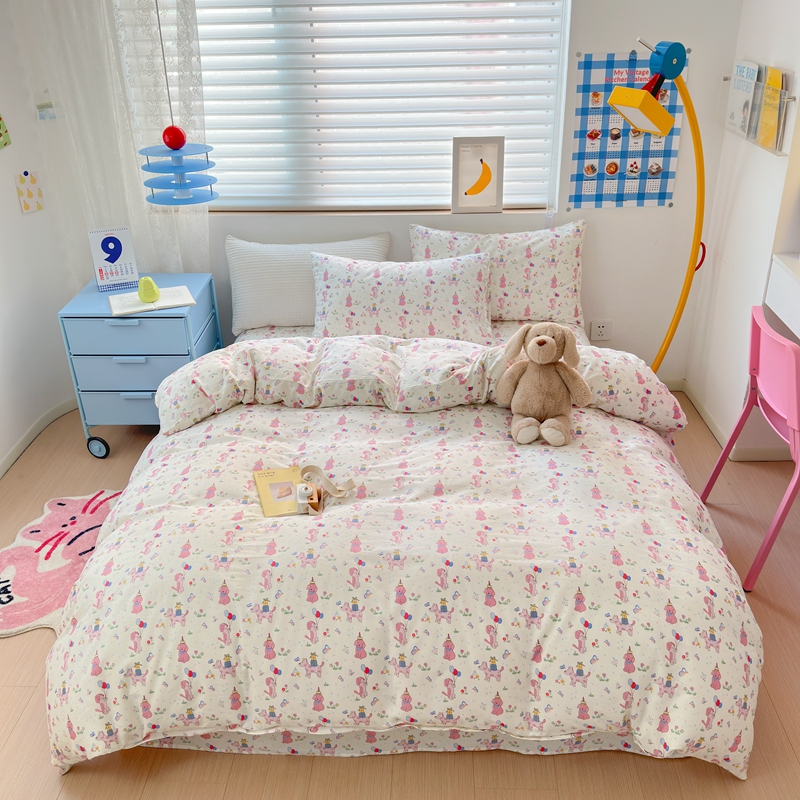 星期八 2024新款全棉夏被四件套配被套 小狗蛋糕