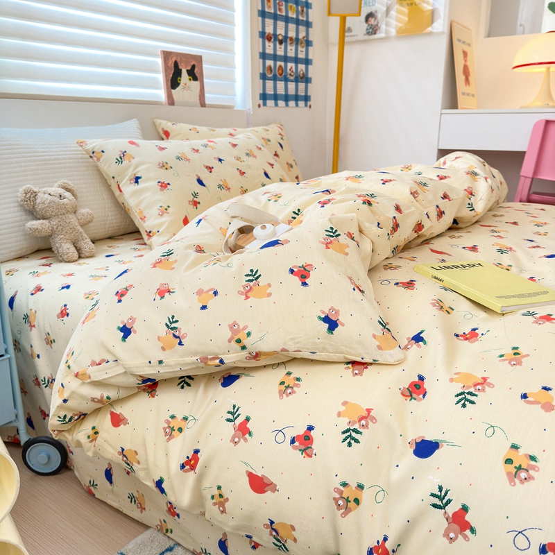 91家纺网 家纺一手货源 找家纺 星期八 2024新款全棉夏被四件套配被套 熊熊乐园