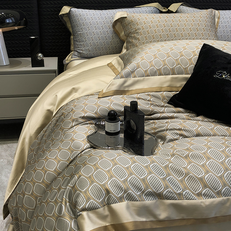 91家纺网 家纺一手货源 找家纺 黑白森林2024款 50X50S高支天丝棉数码印花四件套天丝全棉