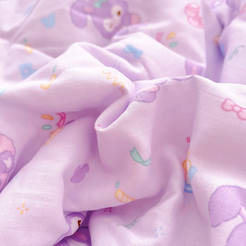 91家纺网 家纺一手货源 找家纺 A类双层纱儿童夏被宝宝空调被幼儿园午睡被子夏凉被 紫色小兔